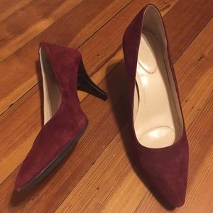 Red suede Calvin Klein heels
